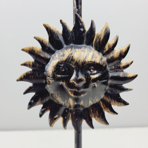 Vintage Celestial Sun Metal Taper Candle Holders Set of 2 - Picture 3 of 15